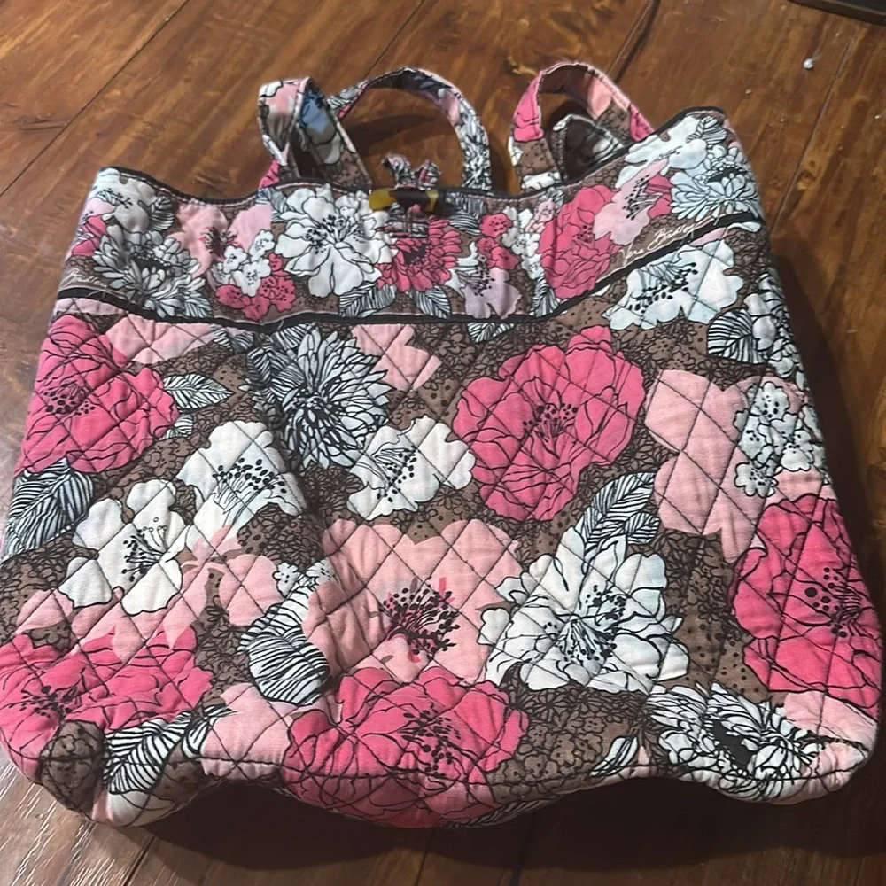Vera Bradley Mocha Rouge Villager Tote & Turn Lock Wallet Retired Pattern